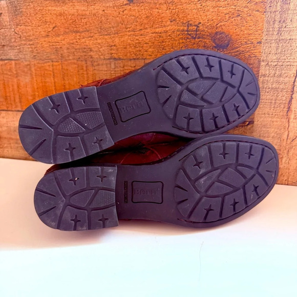 Born Trinculo Distressed Leather Ankle Boots - Burgundy - Picture 8 of 9